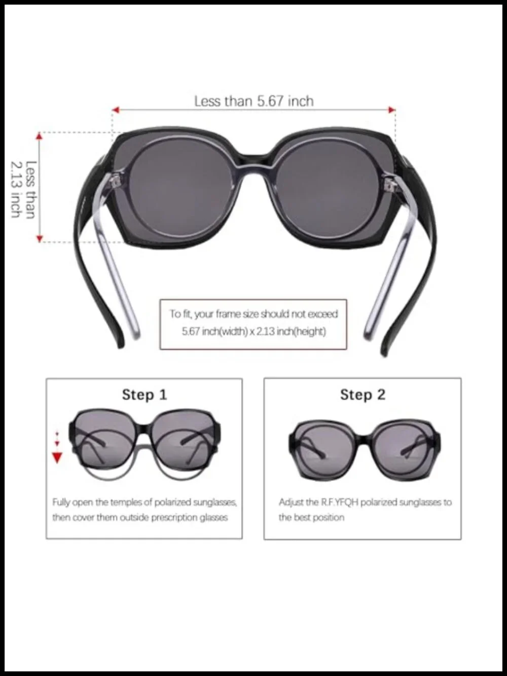 Polarized Sunglasses Fit Over Glasses TR90 Frame UV400 Protection Fishing